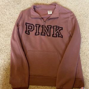 PINK HALF ZIP HOODIE